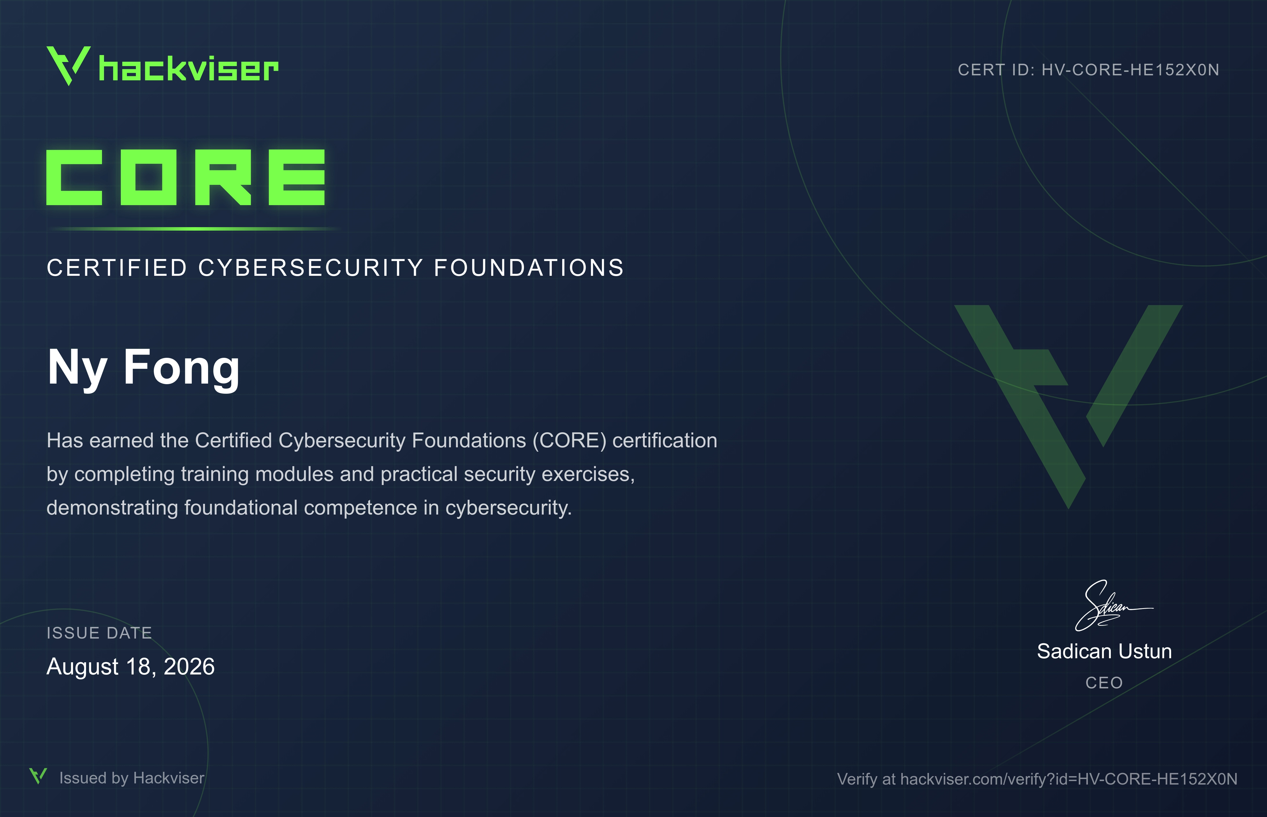 Certified Cybersecurity Foundations (CORE)